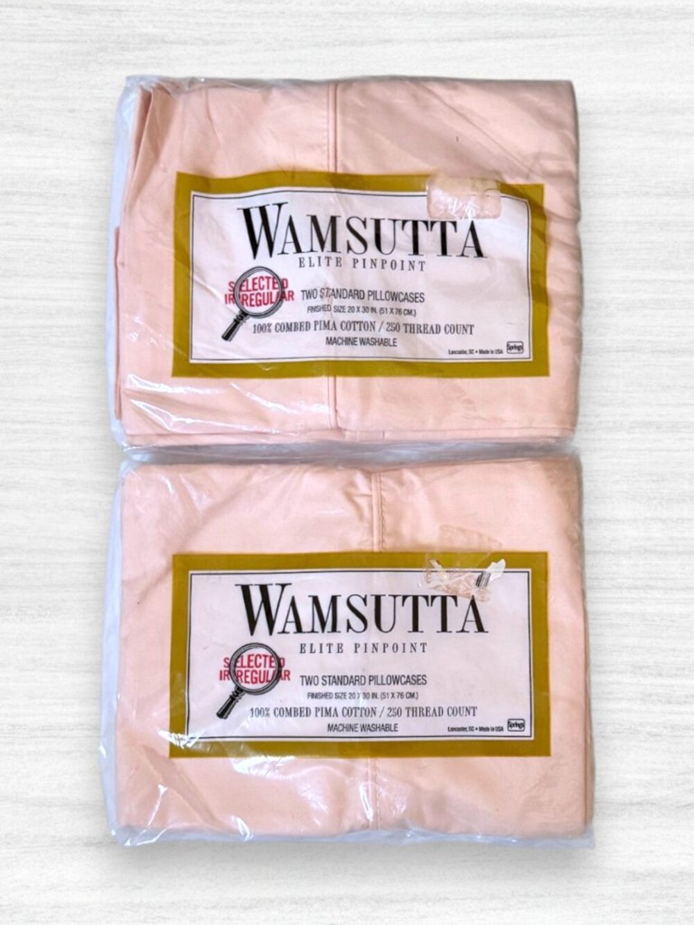 Vintage Wamsutta Elite Pink Pima Standard Pillowcases Cotton USA 4pc NOS Sealed